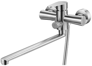 Смеситель для ванны нерж. сталь длин. L-излив встроен. диверт. картридж Ø35 SOLONE JAT7-A094 (1/8)
