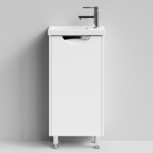 Тумба "Бридж" 40 см Белая ( с ручкой Лира) с раковиной Сомо 40