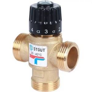 Термостатический смесительный клапан STOUT для систем отопления ГВС 1" НР 35-60С 0120-256025