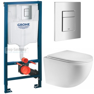 Комплект инсталляции для унитаза GROHE Rapid SL 3 в 1 + унитаз подвесной Teymi Lina Vortex