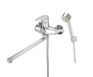 Смеситель G-LAUF для ванны цинк длин. L-излив встроен.диверт картр дл.излив  ZIG7-A166 (1/10)