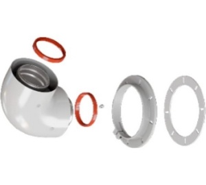 Начальный участок 90 гр. в комплекте фланец ROMMER 60/100 RCA-6010-240190