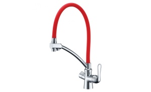 Смеситель для кухни с гиб. изл.Lemark Комфорт LM3070С-Red латунь