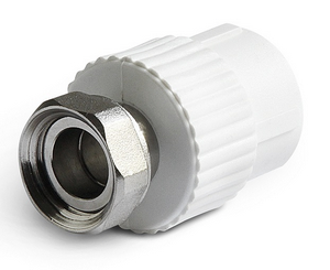 Муфта комб. с метал. встав. и нак. гайкой PP-R PRO AQUA Белый