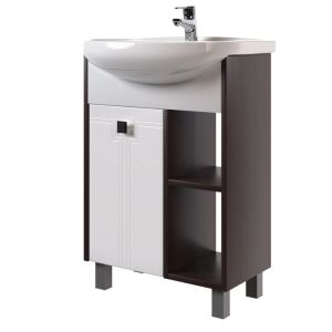 Тумба "Боско-55" белая/венге + раковина "Элеганс-55"