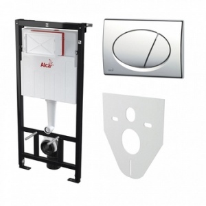 Система инсталяции для подвесного унитаза Alca Plast 3v1 АМ101/1120+М71 кнопка хром