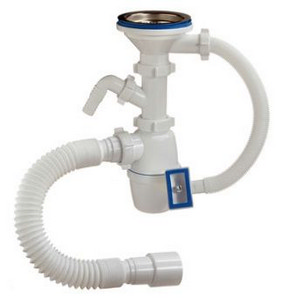 Сифон бутылочный с одним отводом переливом гибкой трубой Ø3½"х40мм А-4011 ОРИО (22)