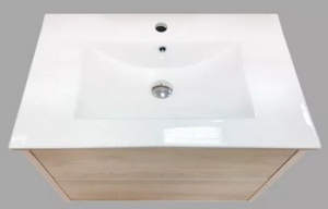 Тумба-умывальник COMFORTY "Женева-75" дуб белый с раковиной COMFORTY