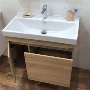 Тумба-умывальник COMFORTY "Тромсе-80" дуб сосна с раковиной Fest 80