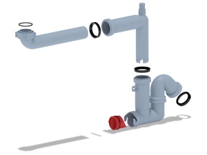Сифон АНИ 1 1/2 серия F5320  40 мм смещенный с отводом для стиральной машины без выпуска