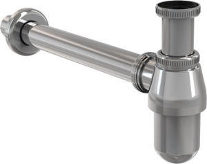 Сифон бутылочный хром, латунь Alca Plast А431