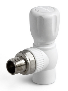 Кран шар с полусгоном PP-R угловой PRO AQUA Белый 2