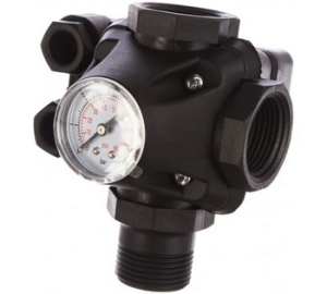 Реле давления с манометром т 3-мя соед. PM/53W 1"- LMxFxF 1-5 бар 16А