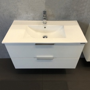 Тумба-умывальник COMFORTY "Бруклин-90" белая сосна с раковиной COMFORTY 90Е