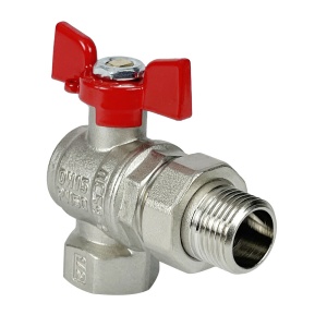 Кран шар. с накидной гайкой угловой 3/4" внутр./внутр. бабочка VALFEX (14/56)