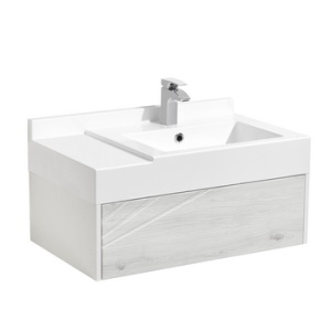Тумба "Сакура 80" Ольха Наварра/Белый глянец  с раковиной (1А236401SКW80+1А71993KSK010)