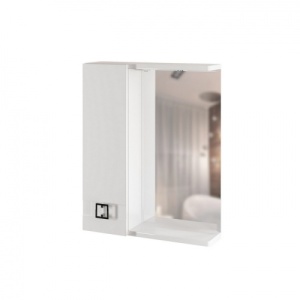 Зеркальный шкаф "КВАДРО-55" левый с подсветкой (ПВХ)