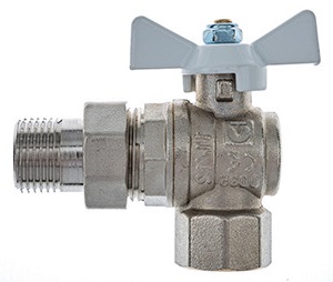 Кран шар. угл. с полусгоном Ø1/2" внутр./нар. белая ручка VALTEC Base (8/96)