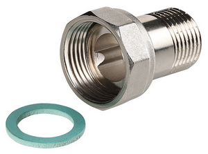 Полусгон с накид. гайкой Ø3/4" х нар. Ø1/2" никель VALTEC (10)